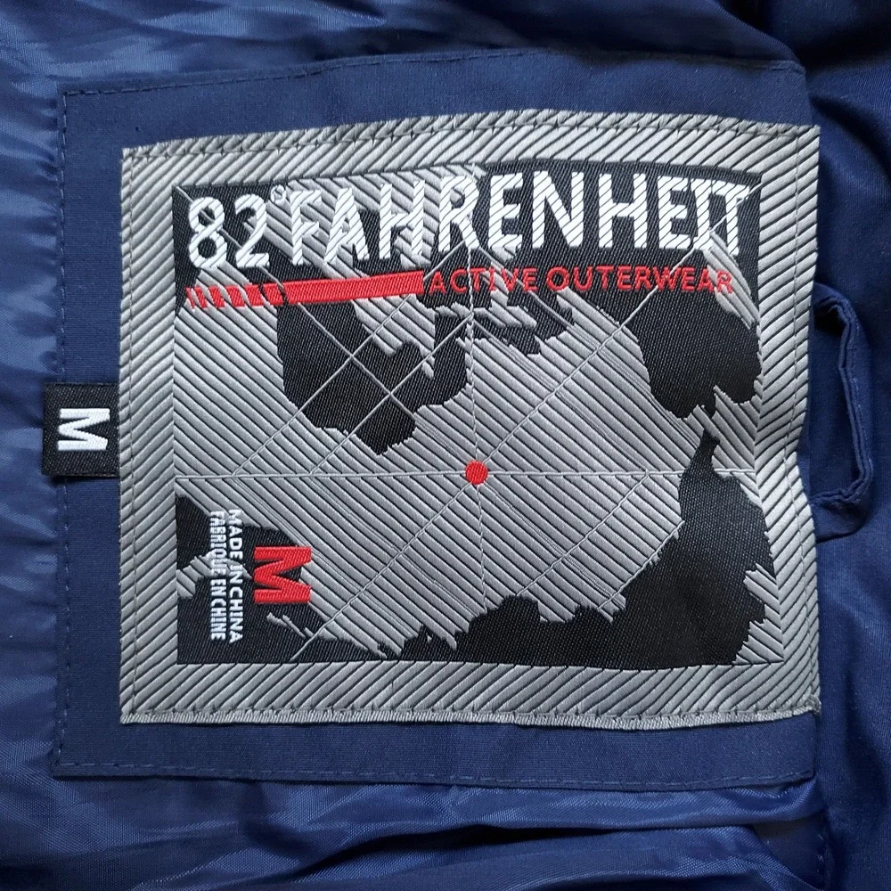 82 DEGREES FAHRENHEIT Men's Size Medium Hooded Waterproof Navy Blue‎ Jacket